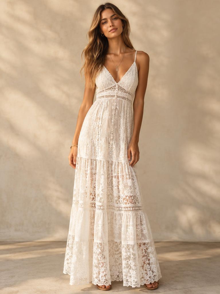 Ivory Boho Lace Maxi